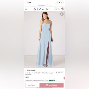 New with tags! Azazie dress in style Rosey and color mist